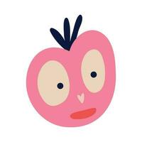 Funny quirky charming pink apple with face with handles and legs. vector