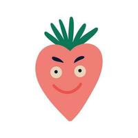 Funny quirky charming strawberry with a funny face and big eyes vector