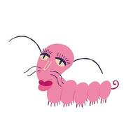 funny pink snail character with a smiling face with legs. snail character vector