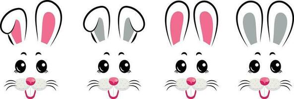 Set of happy bunny masks vector