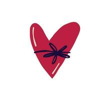 Red heart with blue ribbon vector