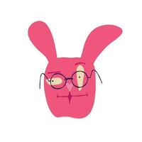 Awesome funny pink bunny with glasses with a sarcastic face vector