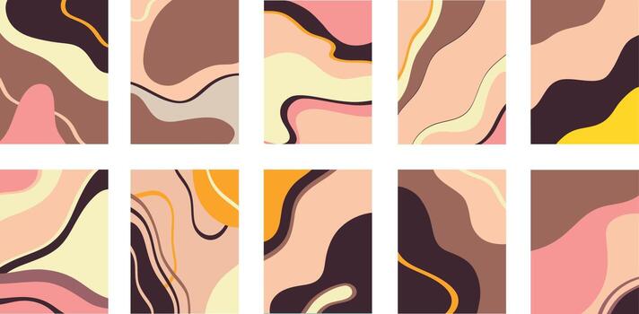 Set of images with colorful chaotic patterns vector