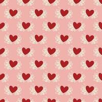 Valentines Day pattern with vibrant expressive funky hearts. vector