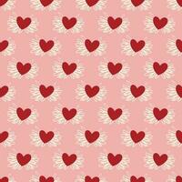 Valentines Day pattern with vibrant expressive funky hearts. vector