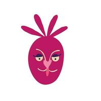 Funny quirky charming beet with a cute face. beetroot character. vector