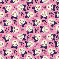 Vibrant pattern with comical brunettes with cute faces and bright colors vector