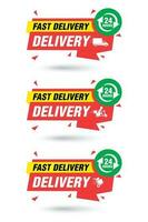 Fast delivery origami red labels set vector