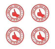 Best sale up to 30, 40, 50, 60 percent off red grunge stamp set vector