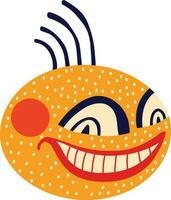 Funny yellow pumpkin with a smile muzzle, An illustration in a modern childish hand-drawn style vector