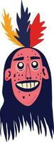 Strange funny Indian ghost face with a scared face. A groovy funny character for Halloween vector