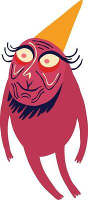 fabulous character monster with funny smile face and legs and hands. Illustration in a modern childish hand-drawn style