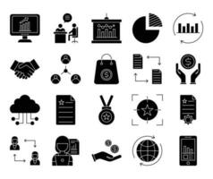 business analysis icon set. solid icon vector