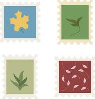 Postage Stamp Classic Flower . Fun postage stamp vector designs for using on envelopes. Mail and post office concept.