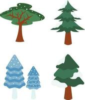 Winter Snow Tree. Colorful vector illustration in flat cartoon style