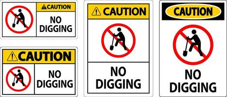 Caution Sign, No Digging Sign vector