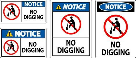 Notice Sign, No Digging Sign vector