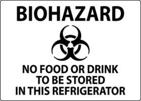 peligro biológico firmar No comida o bebida a ser almacenado en esta refrigerador vector
