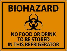 peligro biológico firmar No comida o bebida a ser almacenado en esta refrigerador vector