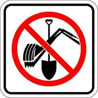 No Digging Sign, No Digging Spade and Crane Symbol vector