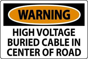 advertencia firmar alto voltaje enterrado cable en centrar de la carretera vector