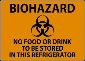 Biohazard Sign No Food Or Drink To Be Stored In This Refrigerator vector