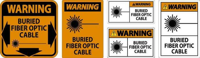 advertencia firmar, enterrado fibra óptico cable vector