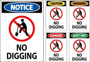 Notice Sign, No Digging Sign vector