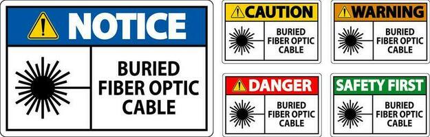 Warning Sign, Buried Fiber Optic Cable vector