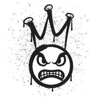 Vector graffiti spray paint angry face king emoticon in vector illustration