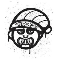 Vector graffiti spray paint angry man emoticon isolated vector illustration