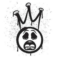 Vector graffiti spray paint sad king emoticon isolated vector illustration