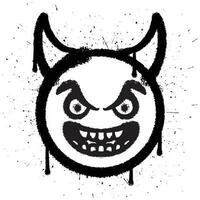 Graffiti spray paint smile devil emoticon in isolated vector