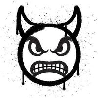 Graffiti spray paint angry face devil emoticon isolated vector