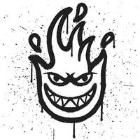 Graffiti spray paint smile fire character emoticon isolated vector