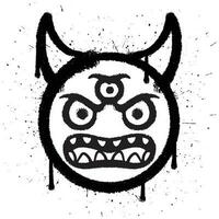 Graffiti spray paint angry devil monster emoticon isolated vector