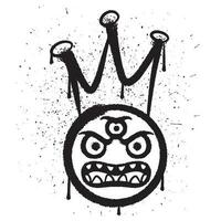 Vector graffiti spray paint angry monster king emoticon isolated vector illustration