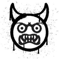 Graffiti spray paint devil emoticon isolated vector