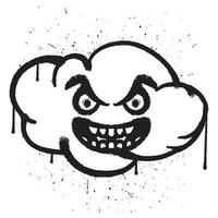 Vector graffiti spray paint smile cloud character in isolated vector illustration