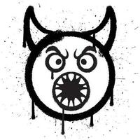 Graffiti spray paint angry devil emoticon in vector