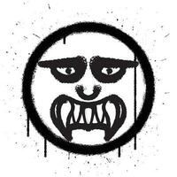 Vector graffiti spray paint angry face emoticon in white background vector illustration