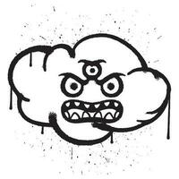 Vector graffiti spray paint angry cloud monster character isolated vector illustration