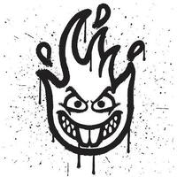 Graffiti spray paint laugh fire character emoticon isolated vector