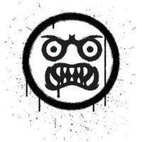 Vector graffiti spray paint angry face emoticon in vector illustration