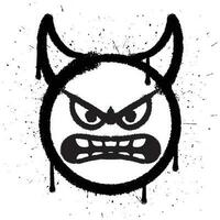 Graffiti spray paint angry face devil emoticon isolated vector