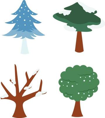 Winter Snow Tree. Colorful vector illustration in flat cartoon style