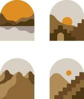 Boho Mountain Landscapes.For design decoration.Vector illustration vector