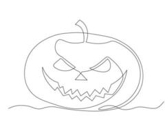abstract Pumpkin for Halloween Continuous One Line Drawing vector