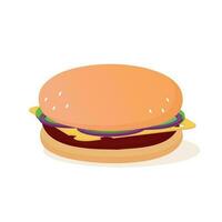 illustration hamburger with cheese and cucumbers vector