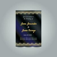 Luxury wedding invitation card design set. Luxury vintage golden vector invitation card template